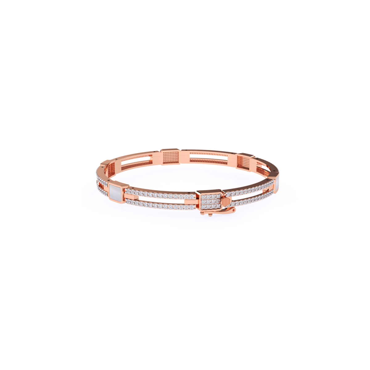Trendy Two Row Lab Grown Diamond Bangle